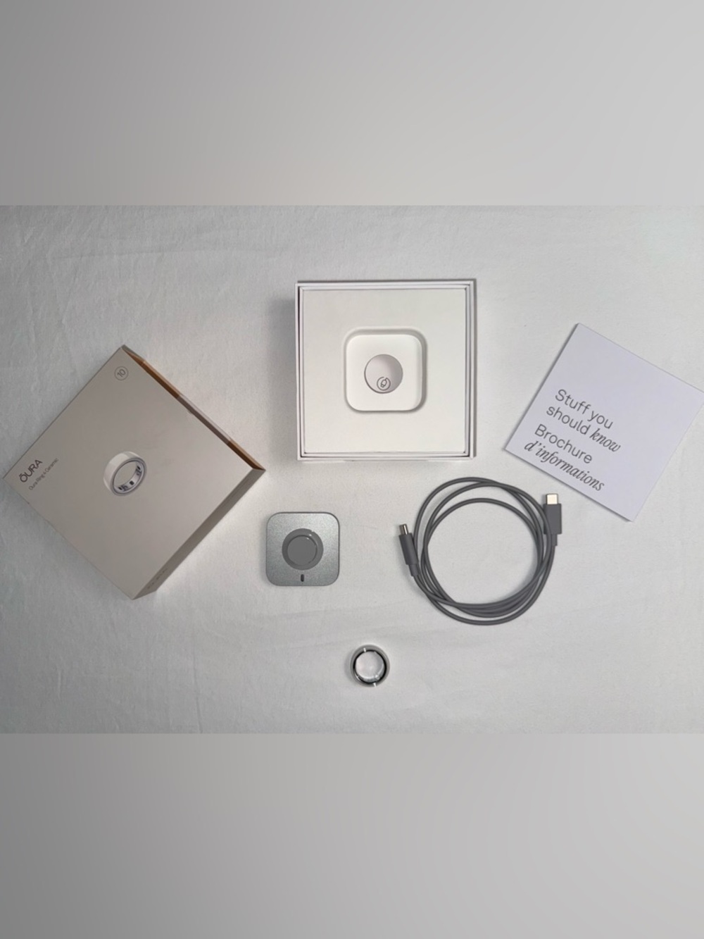 Oura Ring Gen 4 – Ceramic Cloud Like New Full Kit + Charger, 6 Mos Old Size 10